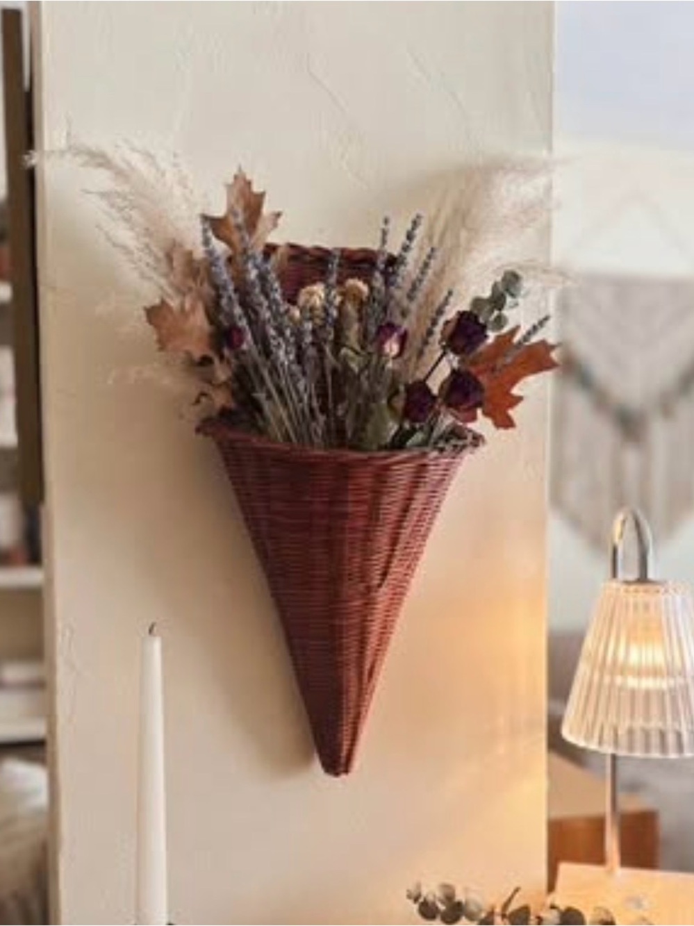 Vintage Wicker Wall Mounted Basket